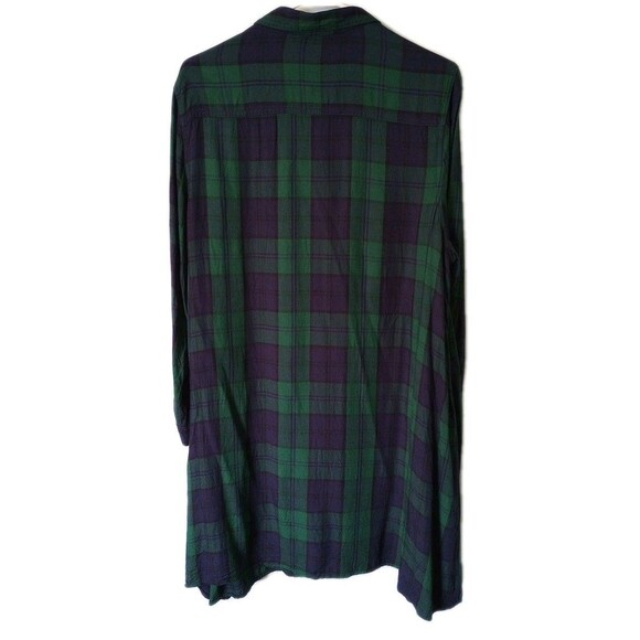 Old Navy Tunic Shirt dress XXL Blue Green Tartan Plaid Long Sleeve Holiday - Picture 5 of 6